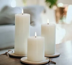 Lampe*Uyuni Lampe Bougie, Smooth Pillar, , Ø7,8cm, H15cm , LED, dim- blanc nordique