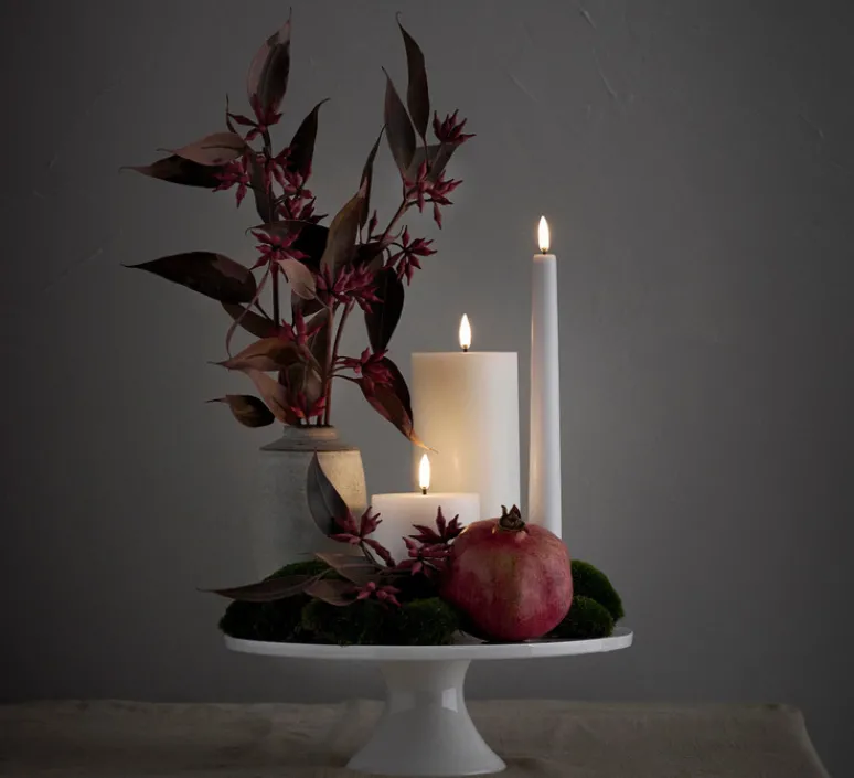 Lampe*Uyuni Lampe Bougie, Smooth Pillar, , Ø7,8cm, H15cm , LED, dim- blanc nordique