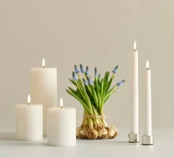 Lampe*Uyuni Lampe Bougie, Smooth Pillar, , Ø7,8cm, H15cm , LED, dim- blanc nordique