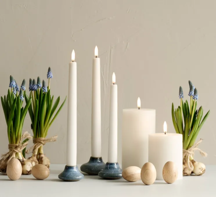 Lampe Bougie, Smooth Pillar, blanc nordique, Ø10cm, H20cm, LED, dim - UYUNI