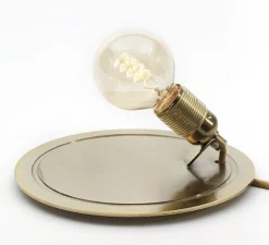 Lampe*Ebb and Flow Lampe cloche, Glow in a dome, marron chataîgne, base laiton, H25,5cm, Ø23cm - chataîgne, laiton