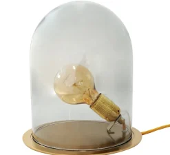 Lampe*Ebb and Flow Lampe cloche, Glow in a dome, gris fumé, base laiton, H25cm, Ø23cm - gris fumé, laiton