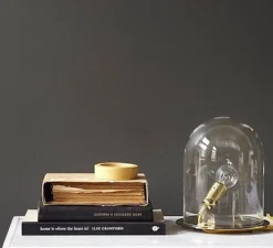 Lampe*Ebb and Flow Lampe cloche, Glow in a dome, transparent, base laiton, H25,5cm - transparent, laiton
