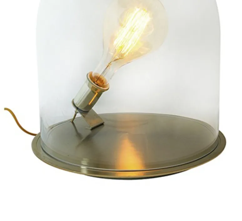 Lampe*Ebb and Flow Lampe cloche, Glow in a dome, transparent, base laiton, H25,5cm - transparent, laiton
