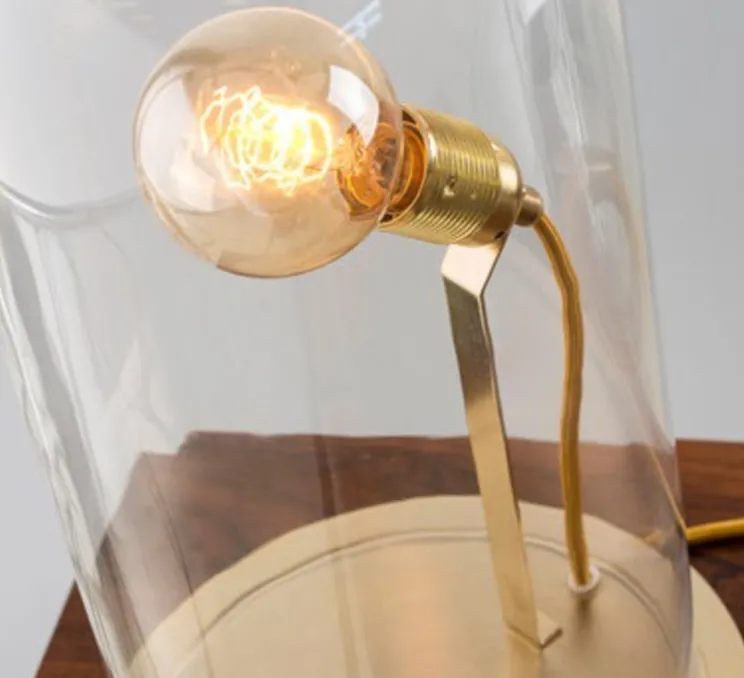 Lampe cloche, Speak up!, transparent, base laiton, H33cm - Ebb and Flow