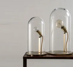 Lampe cloche, Speak up!, transparent, base laiton, H33cm - Ebb and Flow