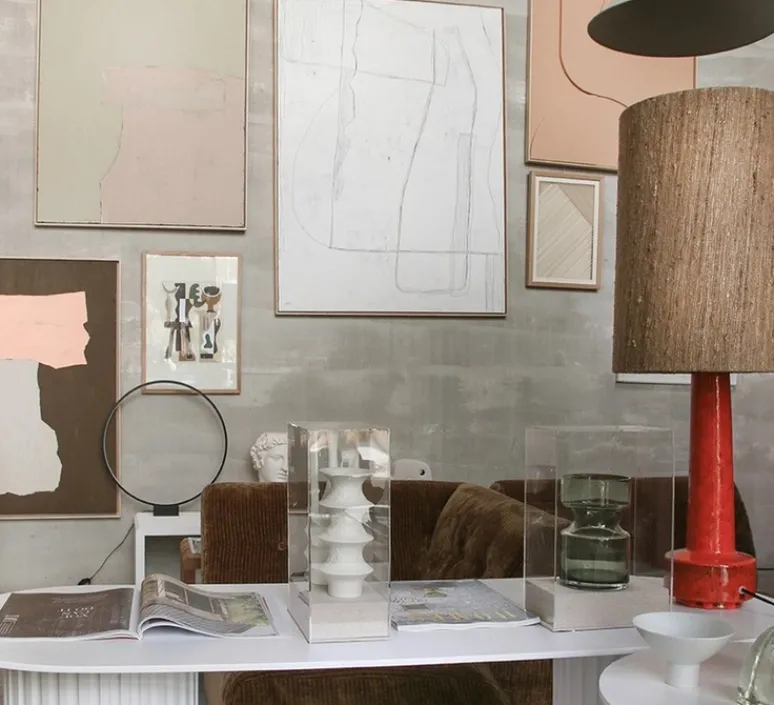 Lampe*HKLIVING Lampe, Cone + Retro Stoneware, céramique, , Ø32cm, H80cm - HK Living marron, rouge