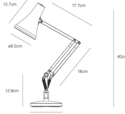 Lampe de bureau, 90 mini mini, noir carbone, LED, 3000K, 470lm, L38cm, H32cm - Anglepoise