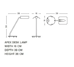 Lampe*HAY Lampe de bureau, Apex, , L16cm, H38cm - noir
