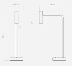 Lampe de bureau, Enna Desk Led, noir mat, LED, 2700K, 124 lm, L12cm, H45cm - Astro