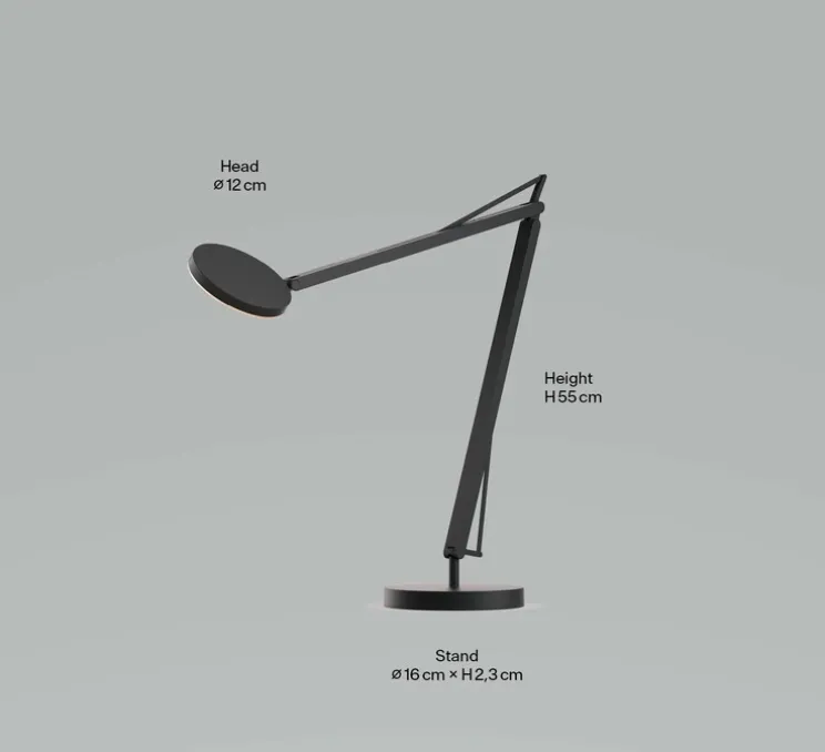 Lampe de bureau, John, noir mat, LED, dim, 3500K, 1000 lm, L16cm, H55cm - GRAU
