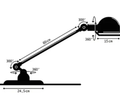 Lampe de bureau, Loft D6000I, Noir brillant poli, Ø15cm, H60cm - Jieldé