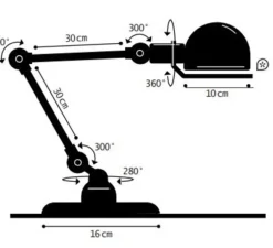 Lampe|Enfants*Jieldé Lampe de bureau, Signal 2 bras, SI333, Gris granit, mat, Ø16cm, H60cm - Jielde Gris granit mat