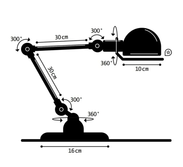 Lampe*Jieldé Lampe de bureau, Signal 2 bras, SI333, , Ø16cm, H60cm - bleu pastel poli