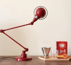 Lampe de bureau, Signal 2 bras, SI333, rouge, brillant, Ø16cm, H60cm - Jieldé