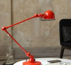 Lampe de bureau, Signal 2 bras, SI333, rouge, brillant, Ø16cm, H60cm - Jieldé