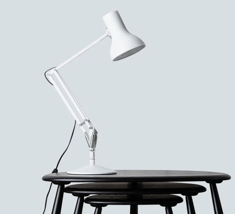 Lampe|Enfants*Anglepoise Lampe de bureau, Type 75, alpin, Ø14cm, H57cm - blanc