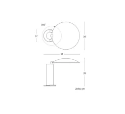 Lampe*Lumen Center Italia Lampe de bureau, Washington, édition limitée, , LED, 2700K, 900 lm, L39cm, H39cm - laiton noir satiné