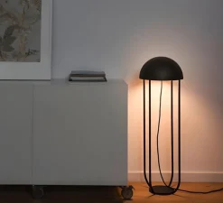 Lampe*Faro Lampe de sol, JELLYFISH, , LED, Ø29cm, H90cm - noir et or