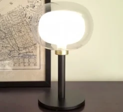 Lampe*Tooy Lampe, NABILA-552.32, laiton, , Ø16cm, H19cm - noir et blanc