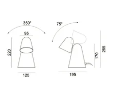 Lampe, Peppone, noir, LED, 2700K, 340lm, Ø9,5cm, H26,5cm - Formagenda