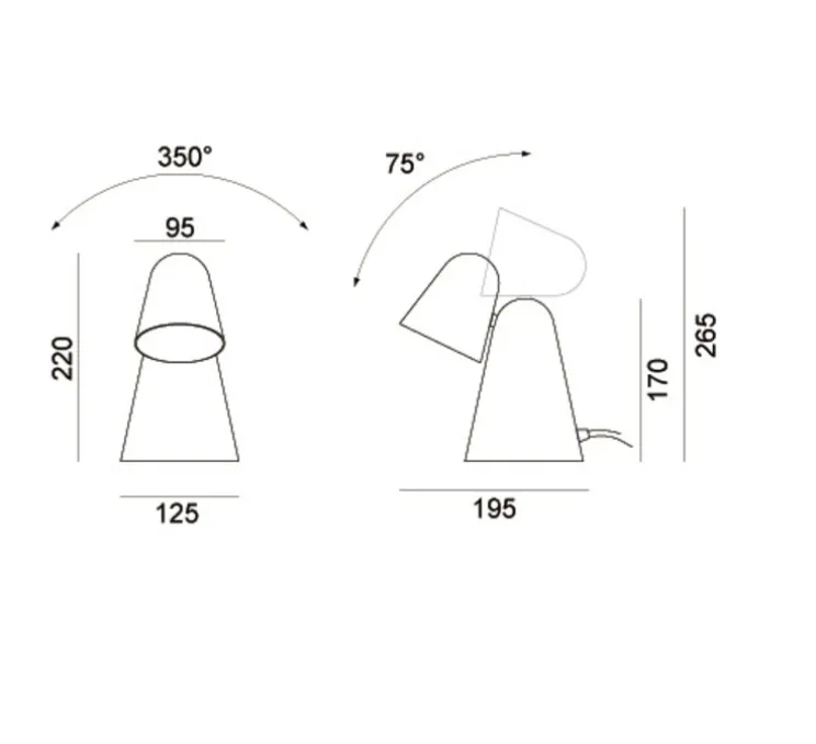 Lampe, Peppone, noir, LED, 2700K, 340lm, Ø9,5cm, H26,5cm - Formagenda