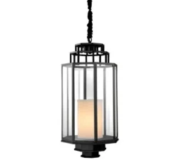 Suspension*Eichholtz Lanterne, Monticello M, , Ø32,5cm, H69cm - noir, verre transparent