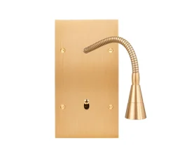 Liseuse et Interrupteur, Confidence, Double vertical, Laiton brossé, Liseuse x1, Va-et-vient x1, Laiton, L8cm, H15,1cm - Modelec