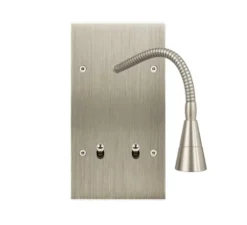 Interrupteur*Modelec Liseuse et Interrupteur, Confidence, Double vertical, Acier brossé, Liseuse fine flexible 20cm x1, Va-et-vient x2, Acier, À vis, L8cm, H8cm -