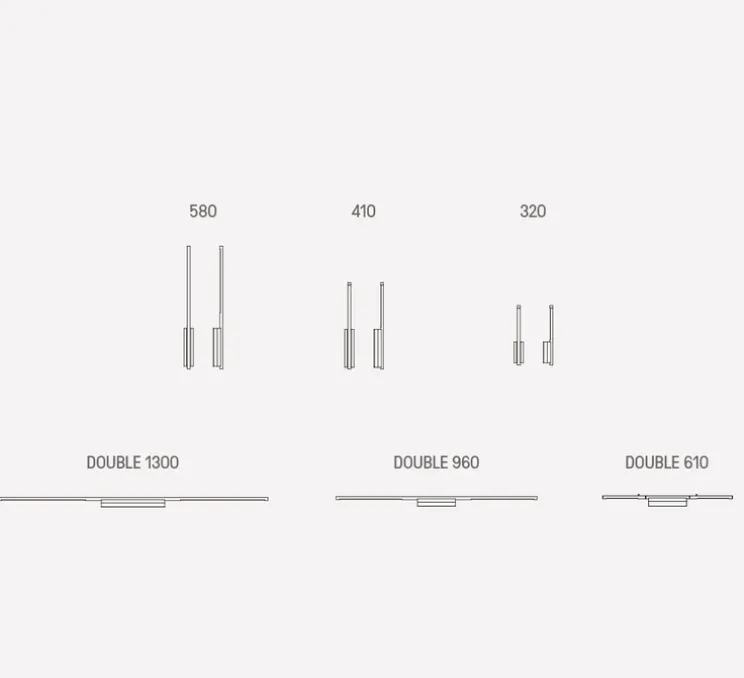 Liseuse murale double, Link XS, laiton satiné, LED, 2700K, 720lm, L61cm, H4,4cm - CVL
