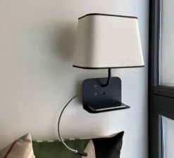 Applique*DesignHeure Liseuse murale, Escale version droite du lit, blanc & noir, L25cm, H32cm - blanc & noir