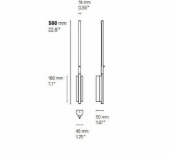Liseuse murale, LINK 580, graphite satiné, avec interrupteur, LED, dimmable, 2700k, 500lm, L5cm, H58cm - CVL