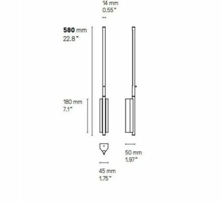 Liseuse murale, LINK 580, graphite satiné, avec interrupteur, LED, dimmable, 2700k, 500lm, L5cm, H58cm - CVL