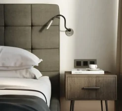 Applique*Astro Liseuse murale, Lucca, encastrée, avec interrupteur, , noir mat, LED, 2700k, 124 lm, Ø8,5cm, H40,4cm - nickel mat