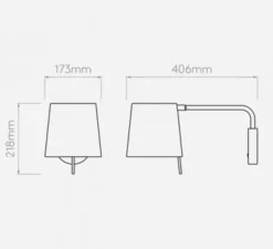 Liseuse murale, Mitsu Swing Arm, nickel mat, abat jour blanc brillant, L17,3cm, H21,8cm - Astro