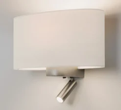 Liseuse murale, Napoli Reader Led, 2700k, 149lm, nickel mat, abat jour blanc brillant, L28,5cm, H14,5cm - Astro