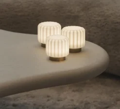 Lot de 3 Lampes à poser, Dentelles H9, or, IP65, Ø9cm, H9cm - Atelier Pierre