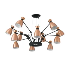 Suspension*Faro Lustre, 12 branches, Retro, , et blanc intérieur, Ø100cm - cuivre