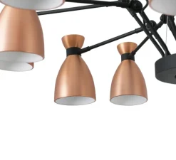 Suspension*Faro Lustre, 12 branches, Retro, , et blanc intérieur, Ø100cm - cuivre