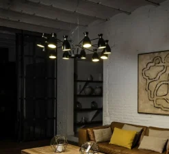 Lustre, 12 branches, Retro, noir et or, Ø100cm, H50cm - FARO