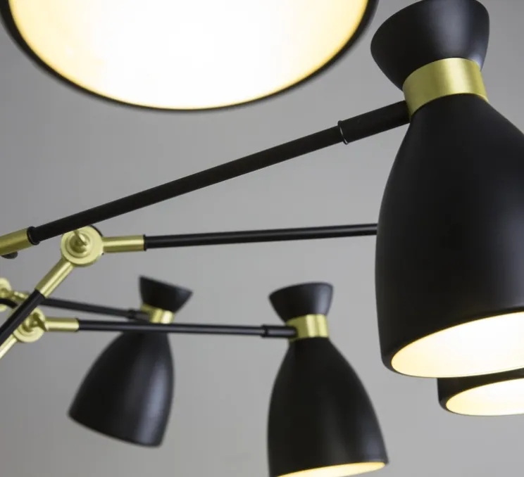 Lustre, 12 branches, Retro, noir et or, Ø100cm, H50cm - FARO