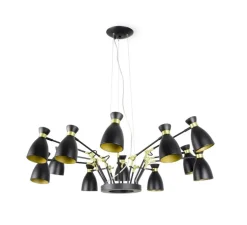 Lustre, 12 branches, Retro, noir et or, Ø100cm, H50cm - FARO
