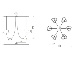 Lustre, 6 Grand Nuage, blanc, noir, Ø203cm - Designheure