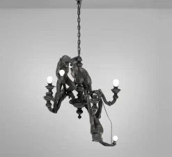 Suspension*Seletti Lustre 5, Singe, Monkey chandelier, , L80cm, H105cm - noir