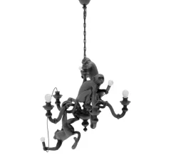 Suspension*Seletti Lustre 5, Singe, Monkey chandelier, , L80cm, H105cm - noir