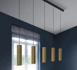 Lustre, 5 suspensions HEXO MULTI 3.0 PAR16, or, L150cm, H30cm, Ø7,7cm - Wever&Ducré