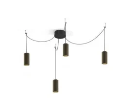 Lustre, 4 suspensions, HEXO MULTI 2.0 PAR16, bronze, H20cm, Ø7,7cm - Wever&Ducré