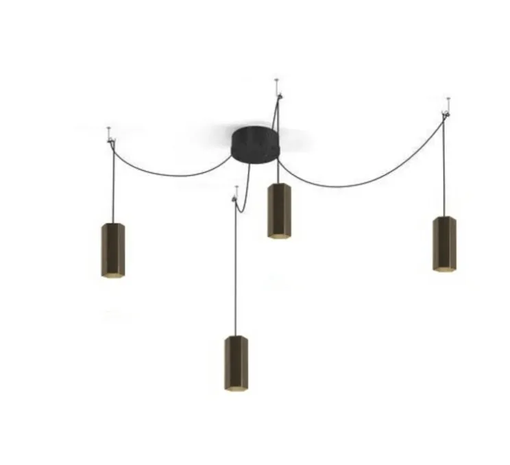 Lustre, 4 suspensions, HEXO MULTI 2.0 PAR16, bronze, H20cm, Ø7,7cm - Wever&Ducré