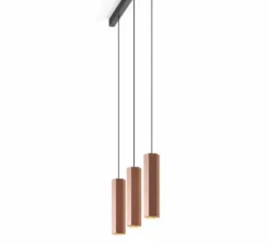 Lustre, 3 suspensions,HEXO MULTI 3.0 PAR16, cuivre, L90cm, H30cm, Ø7,7cm - Wever&Ducré