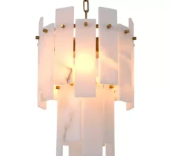 Suspension*Eichholtz Lustre, Acevedo, , Ø33cm, H43cm - Albâtre, laiton antique
